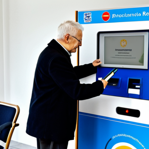 Home 7 Modernized E-Service Kiosk**
"A modern, user-friendly e-service kiosk located in a bright, clean Polish Urząd Gminy (municipal office). A senior citizen is comfortably using the touchscreen interface, accessing local services. The screen displays an intuitive interface in Polish, offering access to applications for dowód osobisty (ID card) renewal, zameldowanie (residence registration), and local tax payments (podatek od nieruchomości). The kiosk is wheelchair accessible. Bright, welcoming environment. *Safe for work*, *appropriate content*, *fully clothed*, *professional*, *modest*, *perfect anatomy*, *correct proportions*, *natural pose*, *high resolution*, *detailed*, *realistic lighting*. "
**